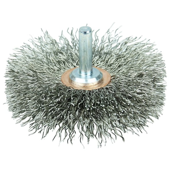 Weiler 3" Wire Wheel, .014" Stainless Steel Fill, 1/4" Stem 17618 - main